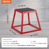 Darrahopens Sports & Fitness > Exercise, Gym & Fitness > Gym & Training Step VEVOR Plyometric Jump Box, 18 Inch Plyo Box, Steel Plyometric Platform and Jumping Agility Box, Anti-Slip Fitness Exercise Step Up Box for Home Gym Training, Conditioning Strength Training, Red