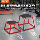 Darrahopens Sports & Fitness > Exercise, Gym & Fitness > Gym & Training Step VEVOR Plyometric Jump Box, 18 Inch Plyo Box, Steel Plyometric Platform and Jumping Agility Box, Anti-Slip Fitness Exercise Step Up Box for Home Gym Training, Conditioning Strength Training, Red