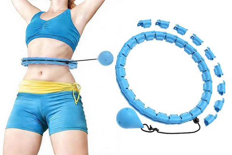 Darrahopens Sports & Fitness > Exercise, Gym & Fitness > Gymnastics 32 Section Weighted Hula Hoop with Massage Rollers - Blue