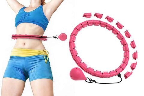 Darrahopens Sports & Fitness > Exercise, Gym & Fitness > Gymnastics 32 Section Weighted Hula Hoop with Massage Rollers - Pink