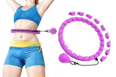 Darrahopens Sports & Fitness > Exercise, Gym & Fitness > Gymnastics 32 Section Weighted Hula Hoop with Massage Rollers - Purple