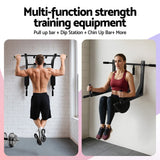 Darrahopens Sports & Fitness > Exercise, Gym & Fitness > Gymnastics Everfit Pull Up Bar Dip Station Multi Gym 150kg Home Power Station Black Red