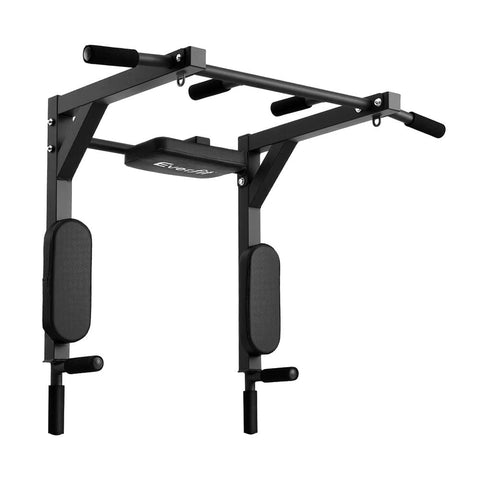 Darrahopens Sports & Fitness > Exercise, Gym & Fitness > Gymnastics Everfit Pull Up Bar Dip Station Multi Gym 150kg Home Power Station Black Red