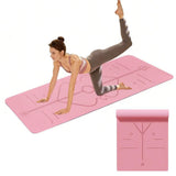 Darrahopens Sports & Fitness > Exercise, Gym & Fitness > Gymnastics TPE Yoga Mat Exercise Fitness Sport Non Slip Workout Mat with Body Alignment Lines