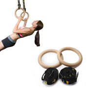Darrahopens Sports & Fitness > Exercise, Gym & Fitness > Gymnastics Wooden Gymnastic Rings Set Adjustable Fitness Rings for Home Workouts