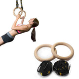 Darrahopens Sports & Fitness > Exercise, Gym & Fitness > Gymnastics Wooden Gymnastic Rings Set Adjustable Fitness Rings for Home Workouts