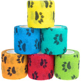 Darrahopens Sports & Fitness > Exercise, Gym & Fitness > Medical Tape & Bandages Pet Medical Therapy Self Adhesive Bandage Set(12 Volumes：2.5CM*4.5M) - Elastic Cute First Aid for Dogs and Cats & Humans, 12 Paw Colors