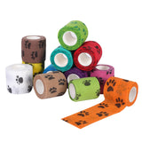 Darrahopens Sports & Fitness > Exercise, Gym & Fitness > Medical Tape & Bandages Pet Medical Therapy Self Adhesive Bandage Set(12 Volumes：2.5CM*4.5M) - Elastic Cute First Aid for Dogs and Cats & Humans, 12 Paw Colors