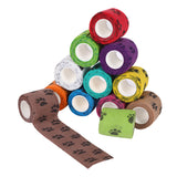 Darrahopens Sports & Fitness > Exercise, Gym & Fitness > Medical Tape & Bandages Pet Medical Therapy Self Adhesive Bandage Set(12 Volumes：5CM*4.5M) - Elastic Cute First Aid for Dogs and Cats & Humans, 12 Paw Colors