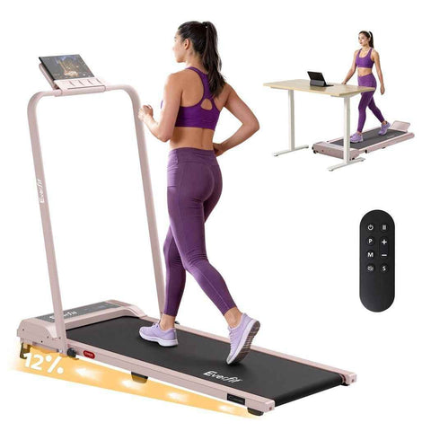 Darrahopens Sports & Fitness > Exercise, Gym & Fitness > Treadmills Everfit 3 in 1 Walking Pad Treadmill 12% Incline Foldable Under Desk Treadmills for Home Gym With 40cm Wide Belt Pink In Australia - Darrahopens
