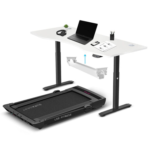 Darrahopens Sports & Fitness > Exercise, Gym & Fitness > Treadmills LSG Pacer M5 with Dual Motor Automatic Standing Desk 180cm in White/Black and Cable Management