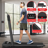 Darrahopens Sports & Fitness > Exercise, Gym & Fitness > Treadmills Powertrain K500 Walking Pad Treadmill 2 in 1 Foldable Walking & Running Machine w/2.5HP Motor Dual LED Displays 2 Level