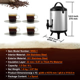 Darrahopens Sports & Fitness > Exercise, Gym & Fitness > Vibration Exercise Machines VEVOR Stainless Steel Insulated Beverage Dispenser, 6 Liter, Thermal Hot and Cold Drink Server Dispenser with Spigot Handle, Food-grade for Hot Tea Coffee Water Restaurant Drink Shop