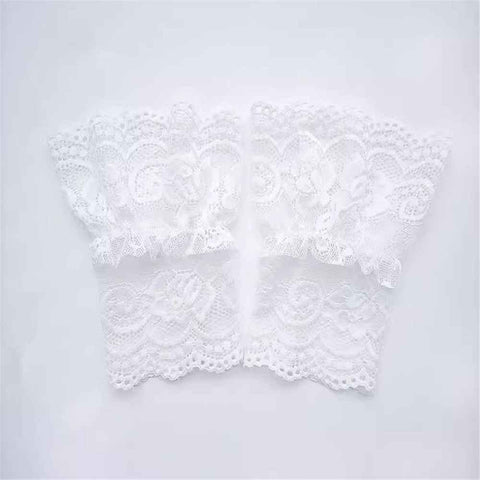 Darrahopens Sports & Fitness > Exercise, Gym & Fitness > Weightlifting Gloves & Hand Supports 2 pairs Women's Short Lace Gloves Fingerless for Driving Wedding Wrist Length Bridal Prom Gloves（white）