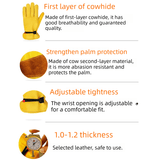 Darrahopens Sports & Fitness > Exercise, Gym & Fitness > Weightlifting Gloves & Hand Supports Size XL Golden Yellow Top-Grain Cowhide Protective Work Gloves, Durable Wear-Resistant Labor Safety Solution for Local Industrial Professionals