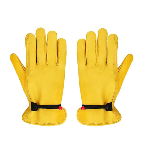 Darrahopens Sports & Fitness > Exercise, Gym & Fitness > Weightlifting Gloves & Hand Supports Size XL Golden Yellow Top-Grain Cowhide Protective Work Gloves, Durable Wear-Resistant Labor Safety Solution for Local Industrial Professionals