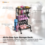 Darrahopens Sports & Fitness > Exercise, Gym & Fitness > Weightlifting Machines & Racks Social Hike Gym Equipment Storage Rack on Wheels - Dumbbells Weights Organiser