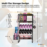 Darrahopens Sports & Fitness > Exercise, Gym & Fitness > Weightlifting Machines & Racks Social Hike Gym Equipment Storage Rack on Wheels - Dumbbells Weights Organiser
