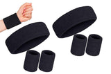 2 Pack Sweatbands Sports Headband for Tennis Badminton Yoga - Black