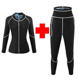Darrahopens Sports & Fitness > Exercise, Gym & Fitness > Yoga & Pilates 2XL Size Black and Blue Women's Workout Sauna Sweat Suit Set: Long Sleeve & Leggings - High Elasticity Compression Shapewear for Weight Loss & Yoga