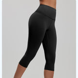 Darrahopens Sports & Fitness > Exercise, Gym & Fitness > Yoga & Pilates Black XL Size Women's High Waist 3/4 Yoga Leggings - Peach Hip Lift Design, Breathable Stretch Fabric for Gym Running and Daily Wear