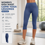 Darrahopens Sports & Fitness > Exercise, Gym & Fitness > Yoga & Pilates Blue S Size Women's High Waist 3/4 Yoga Leggings - Peach Hip Lift Design, Breathable Stretch Fabric for Gym Running and Daily Wear