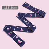 Darrahopens Sports & Fitness > Exercise, Gym & Fitness > Yoga & Pilates Dark Blue Instructional Yoga Stretch Strap with Embroidered Pose Guide - 11-Loop Flexibility Band