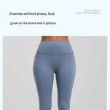 Darrahopens Sports & Fitness > Exercise, Gym & Fitness > Yoga & Pilates Dusty Blue M Size Women's High Waist 3/4 Yoga Leggings - Peach Hip Lift Design, Breathable Stretch Fabric for Gym Running and Daily Wear