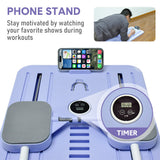 Darrahopens Sports & Fitness > Exercise, Gym & Fitness > Yoga & Pilates Foldable Pilates Board Reformer 4 in 1 Multifunctional Core Exercise Set Ab Trainer with Timer and Phone Stand for Indoor Outdoor Full Body Fitness Home