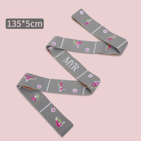 Darrahopens Sports & Fitness > Exercise, Gym & Fitness > Yoga & Pilates Grey Instructional Yoga Stretch Strap with Embroidered Pose Guide - 11-Loop Flexibility Band