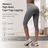 Darrahopens Sports & Fitness > Exercise, Gym & Fitness > Yoga & Pilates Grey L Size Women's High Waist 3/4 Yoga Leggings - Peach Hip Lift Design, Breathable Stretch Fabric for Gym Running and Daily Wear