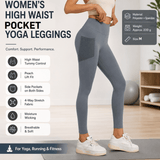 Darrahopens Sports & Fitness > Exercise, Gym & Fitness > Yoga & Pilates Grey M Size Women's High Waist Yoga Leggings with Mesh Side Pockets - Squat Proof, Peach Hip Lift, Breathable Stretch Fabric for Gym Running 、Pilates Wea and Daily Wear In Australia - Darrahopens