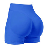 Darrahopens Sports & Fitness > Exercise, Gym & Fitness > Yoga & Pilates M Electric Blue High-Elastic Hip Yoga Shorts - Seamless Mid-Intensity Pilates Workout Shorts