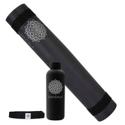 Mandala Yoga Mat Premium Bundle, Includes Yoga Mat 188cm H x 61cm W, Yoga Strap & Steel Hydration Bottle - Black In Australia - Darrahopens