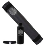 Mandala Yoga Mat Premium Bundle, Includes Yoga Mat 188cm H x 61cm W, Yoga Strap & Steel Hydration Bottle - Black In Australia - Darrahopens