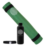 Mandala Yoga Mat Premium Bundle, Includes Yoga Mat 188cm H x 61cm W, Yoga Strap & Steel Hydration Bottle - Jade Green In Australia - Darrahopens