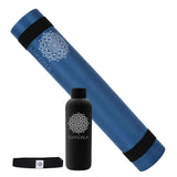 Mandala Yoga Mat Premium Bundle, Includes Yoga Mat 188cm H x 61cm W, Yoga Strap & Steel Hydration Bottle - Midnight Blue In Australia - Darrahopens