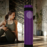 Darrahopens Sports & Fitness > Exercise, Gym & Fitness > Yoga & Pilates Mandala Yoga Mat Premium Bundle, Includes Yoga Mat 188cm H x 61cm W, Yoga Strap & Steel Hydration Bottle - Purple In Australia - Darrahopens