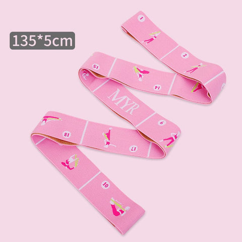 Darrahopens Sports & Fitness > Exercise, Gym & Fitness > Yoga & Pilates Pink Instructional Yoga Stretch Strap with Embroidered Pose Guide - 11-Loop Flexibility Band