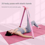 Darrahopens Sports & Fitness > Exercise, Gym & Fitness > Yoga & Pilates Pink Instructional Yoga Stretch Strap with Embroidered Pose Guide - 11-Loop Flexibility Band