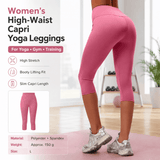 Darrahopens Sports & Fitness > Exercise, Gym & Fitness > Yoga & Pilates Pink L Size Women's High Waist 3/4 Yoga Leggings - Peach Hip Lift Design, Breathable Stretch Fabric for Gym Running and Daily Wear