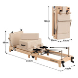 Darrahopens Sports & Fitness > Exercise, Gym & Fitness > Yoga & Pilates Powertrain Selina Pilates Reformer Machine Wooden Folding Multifunctional Home Gym Equipment with Jumpboard & Sitting Box Oak Beige