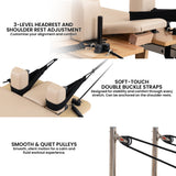 Darrahopens Sports & Fitness > Exercise, Gym & Fitness > Yoga & Pilates Powertrain Selina Pilates Reformer Machine Wooden Folding Multifunctional Home Gym Equipment with Jumpboard & Sitting Box Oak Beige