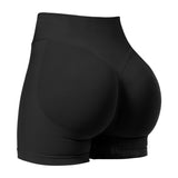 Darrahopens Sports & Fitness > Exercise, Gym & Fitness > Yoga & Pilates S Black High-Elastic Hip Yoga Shorts - Seamless Mid-Intensity Pilates Workout Shorts