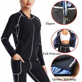 Darrahopens Sports & Fitness > Exercise, Gym & Fitness > Yoga & Pilates S Size Black and Silver Women's Workout Sauna Sweat Suit Set: Long Sleeve & Leggings - High Elasticity Compression Shapewear for Weight Loss & Yoga