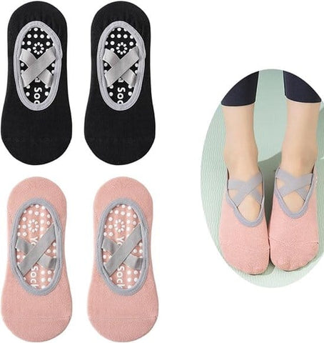 Darrahopens Sports & Fitness > Exercise, Gym & Fitness > Yoga & Pilates Yoga socks (2 pairs) - Non-slip socks - Women's non-slip yoga socks - Sizes 35-41 - Women's Pilates socks, non-slip - Fitness non-slip - Suitable for Pilates, Dance, Fitness