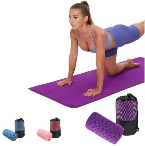 Darrahopens Sports & Fitness > Exercise, Gym & Fitness > Yoga & Pilates Yoga towel - Yoga towel - Yoga towel - Moisture-regulating and non-slip - Yoga towel - Quick-drying yoga mat fabric - Breathable yoga mat with mesh storage bag - Suitable for hot yoga, pilates and fitness - Purple
