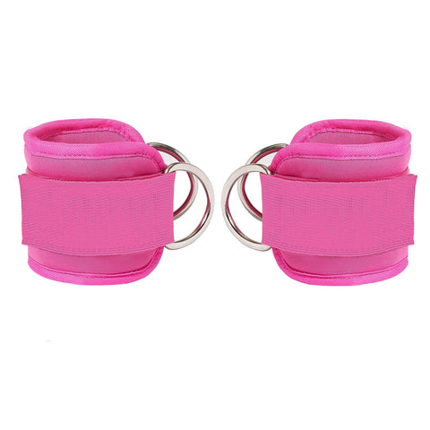 Darrahopens Sports & Fitness > Fitness Accessories 2x Adjustable Ankle Straps for Cable Machines D-Rings Gym Cuff Kickbacks Glute Workouts Leg Extensions Straps Hip Pink