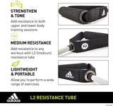 Darrahopens Sports & Fitness > Fitness Accessories Adidas Resistance Tube Level 2 Band Elastic Yoga Fitness Gym Strap - Grey/Black