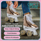 Darrahopens Sports & Fitness > Fitness Accessories Circle Society Adjustable Quad Kids Roller Skates In Metallic Rose Gold